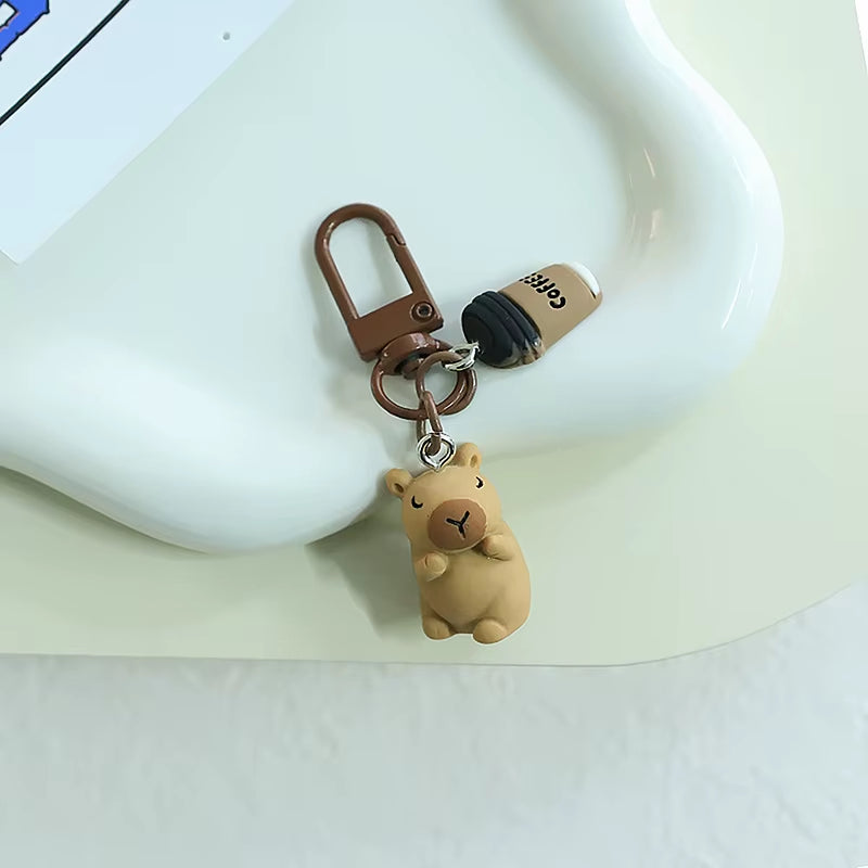 1Pc Cartoon Kapibala Key Chain Capybara Phone Pendant Headphone Case Charms Bag Decor Car Key Ring Accessories