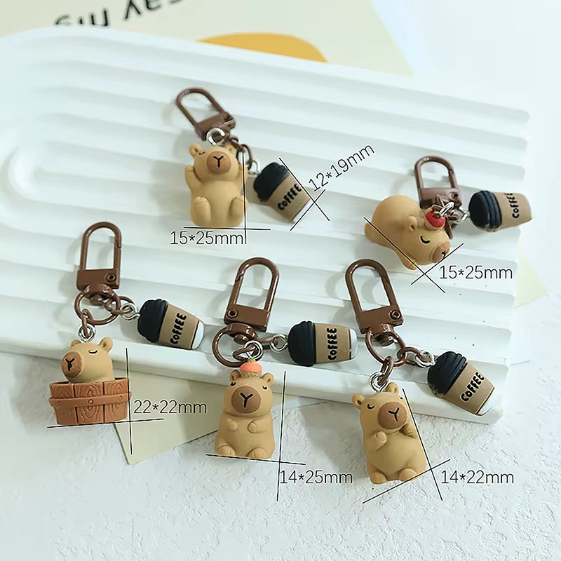 1Pc Cartoon Kapibala Key Chain Capybara Phone Pendant Headphone Case Charms Bag Decor Car Key Ring Accessories