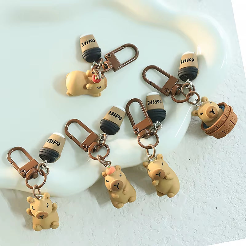 1Pc Cartoon Kapibala Key Chain Capybara Phone Pendant Headphone Case Charms Bag Decor Car Key Ring Accessories
